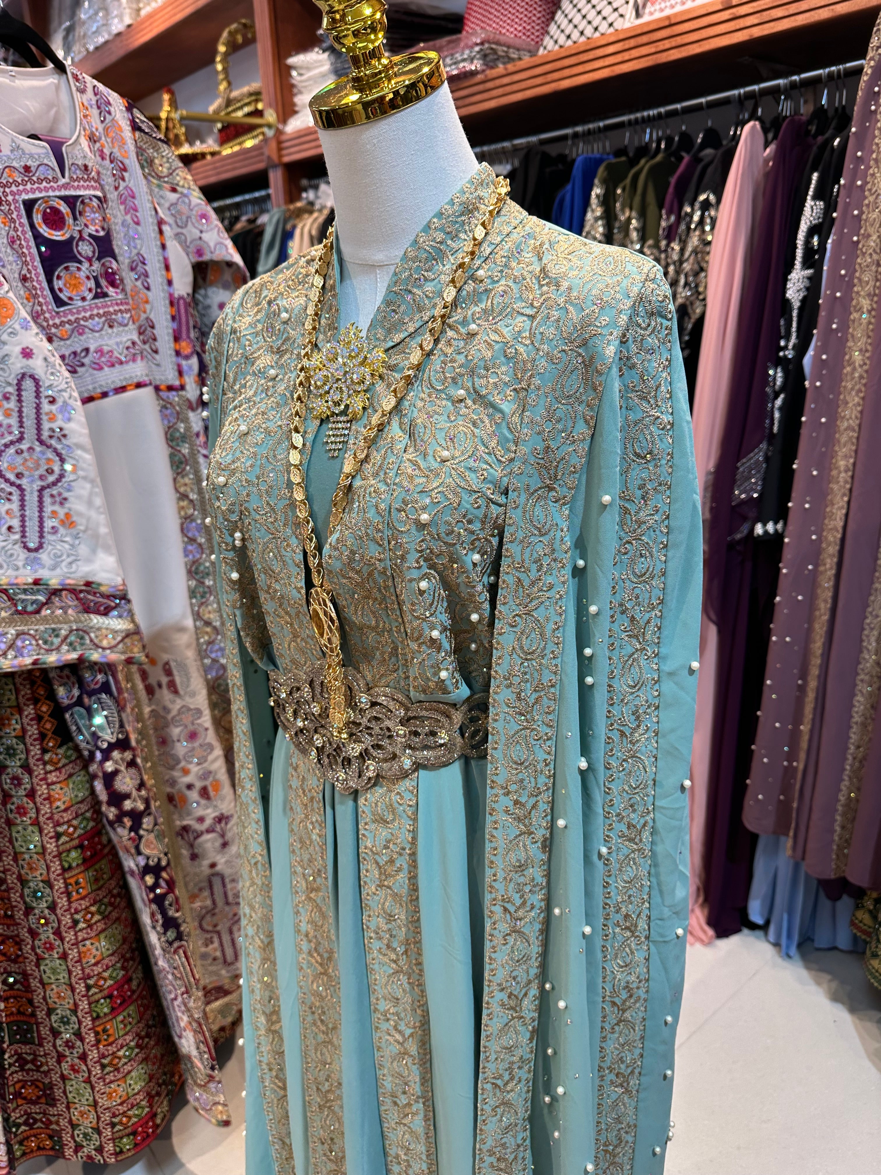 Elegant Teel Kaftan